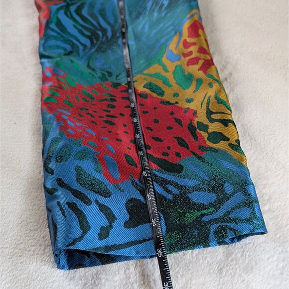Animal Print Cropped Dress Pants Women's 12 L Rainbow Multicolor Shiny Abstract - Picture 9 of 9